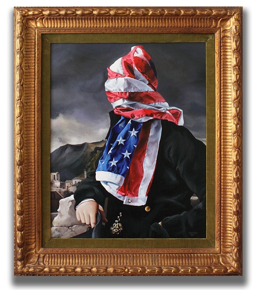 Portrait of The American Gentleman 2010 acrylic on panel with found frame 26.75 x 22.75 in (68 x 58 cm)