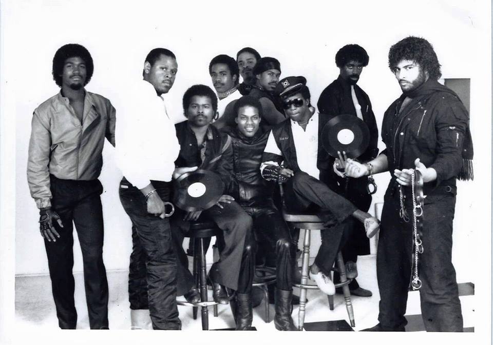 Uncle Jamm's Army, L to R: George "Mr No Good" Hatchet, Rodger "Mister Prince" Clayton, Tommie "Tomcat" Richardson, Lester Malone, Gid Martin, Troy Johnson, Dwayne "Muffla" Simon, Bobby "Bobcat" Ervin, Duane "Razor" Meadows, Greg "The Egyptian Lover" Broussard